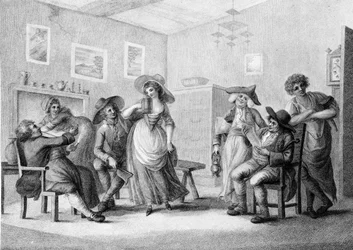 La taberna del pueblo, grabado por Joseph Grozer, 1787